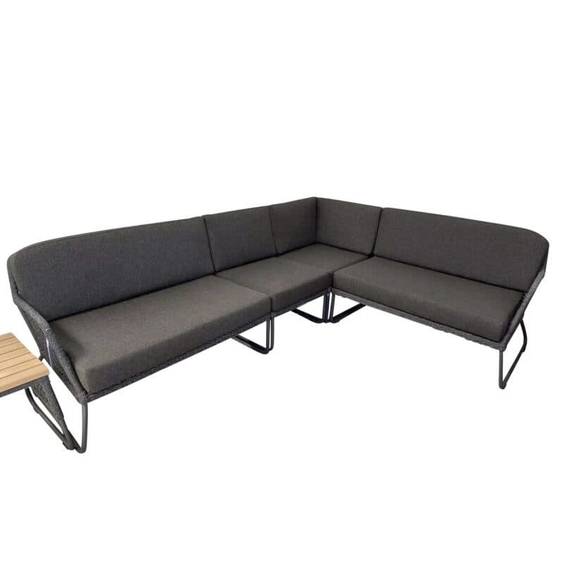 Sonnenpartner "Poison“ Loungeset 4-tlg., lange Seite links, Gestell Aluminium grau, Geflecht Polyrope dunkelgrau