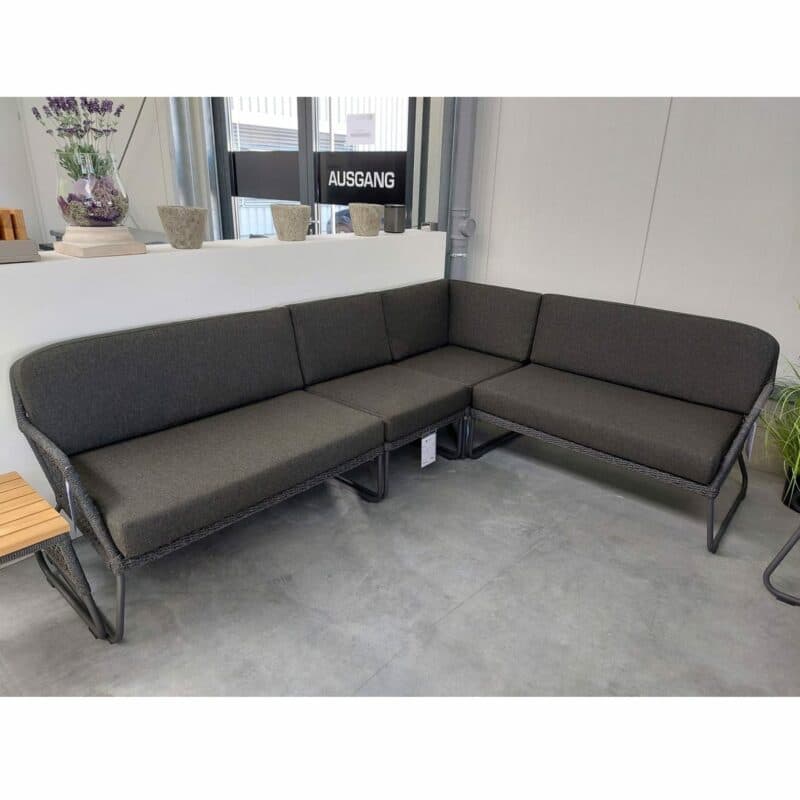 Sonnenpartner "Poison“ Loungeset 4-tlg., lange Seite links, Gestell Aluminium grau, Geflecht Polyrope dunkelgrau
