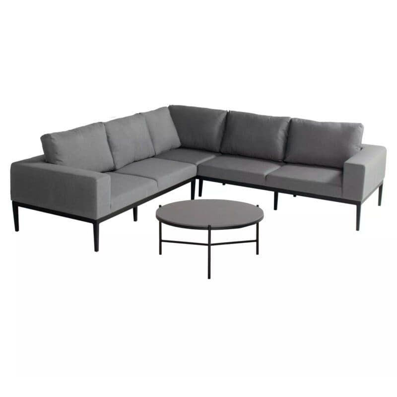 Hartman "Sven" Loungeset 3-tlg. , Alu schwarz, Bezug Sunbrella Mid Grey QuickDry mit Kaffeetisch "Carson"