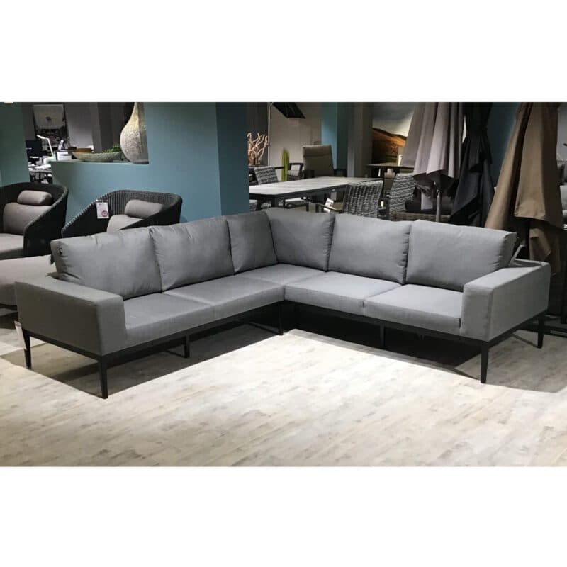 Hartman "Sven" Eckloungeset, Aluminium schwarz, Bezug Sunbrella Mid Grey QuickDry