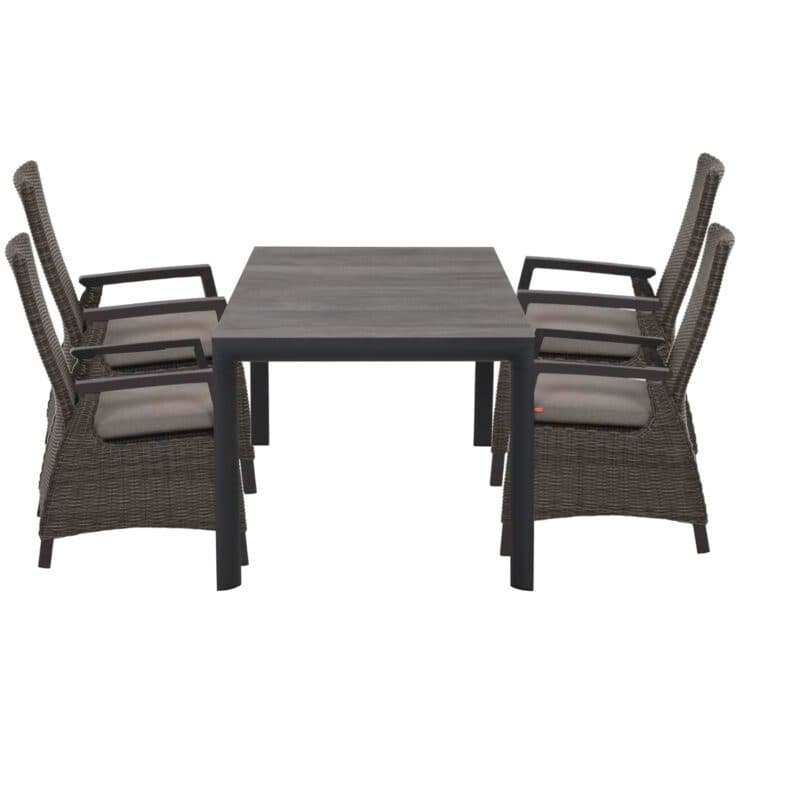 Siena Garden Gartenmöbel-Set mit Dining-Sessel "Corido" und Gartentisch "Silva" 180x100 cm, Aluminium anthrazit matt