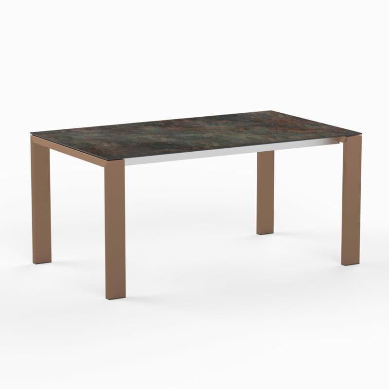 SIT Mobilia "Olympia Oslo Cobre" Gartentisch 160x95 cm, Gestell Edelstahl Kupfer verchromt, Tischplatte Keramik Oxido Flame