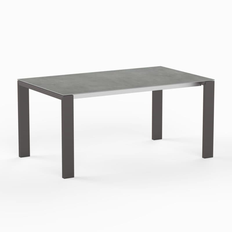 SIT Mobilia "Olympia Oslo Preto" Gartentisch 160x95 cm, Gestell Edelstahl schwarz verchromt, Tischplatte Keramik Beton hell