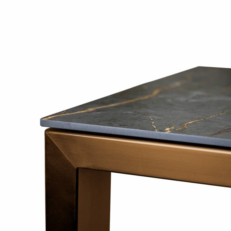 SIT Mobilia "Olympia Oslo Cobre" Gartentisch, Gestell Edelstahl Kupfer verchromt, Tischplatte Dekton Laurent