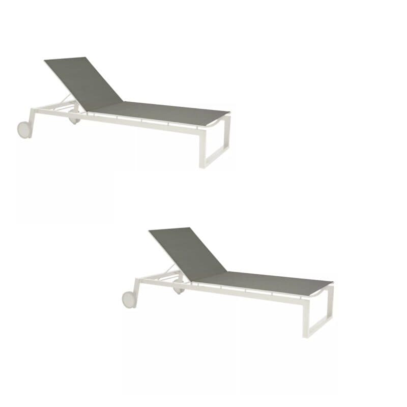 Stern Rollenliege "Robin" 2er Set, Gestell Aluminium weiß, Bespannung Textilgewebe silber