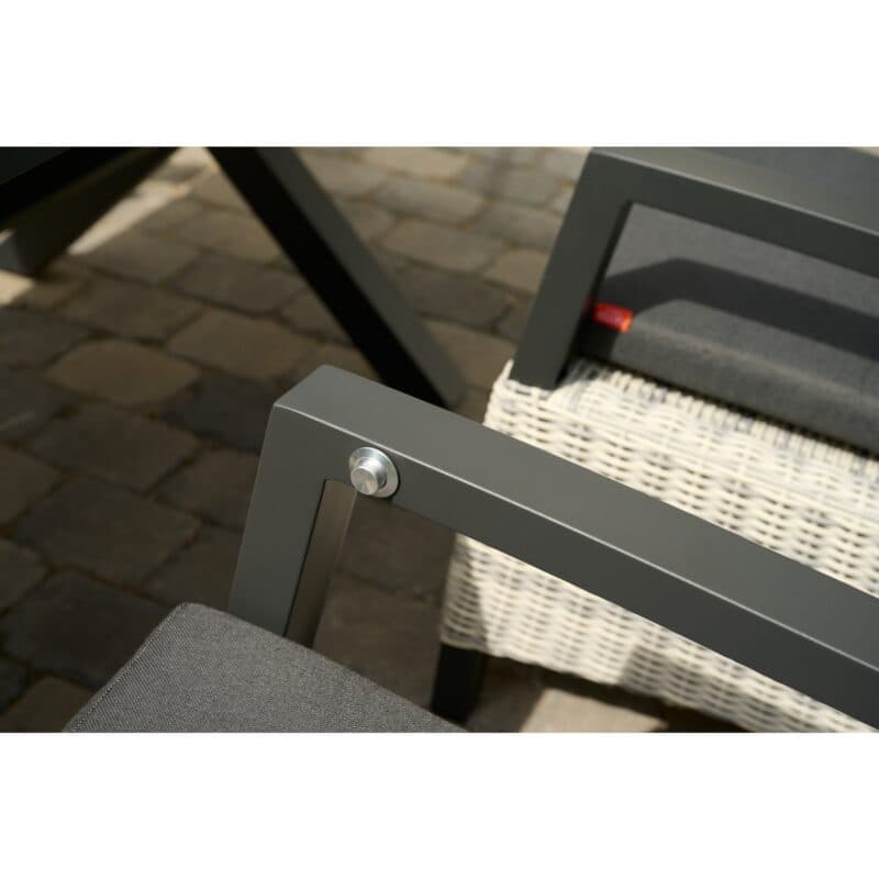 Siena Garden "Corido" verstellbarer Diningsessel, Gestell Aluminium anthrazit matt, Geflecht ice grey, Auflage anthrazit