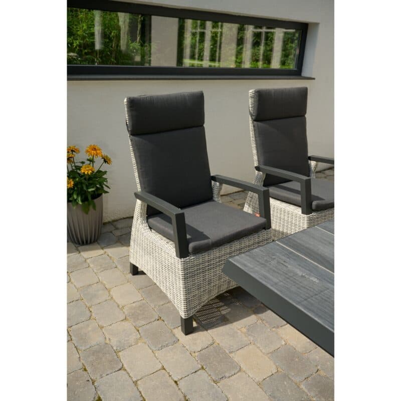 Siena Garden "Corido" verstellbarer Diningsessel, Gestell Aluminium anthrazit matt, Geflecht ice grey, Auflage anthrazit