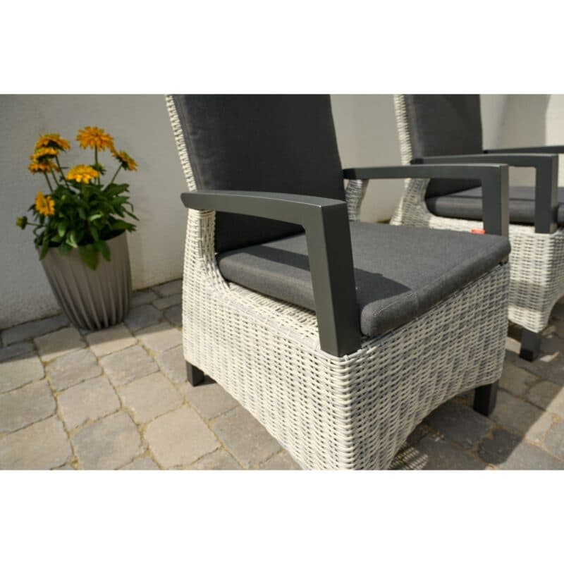 Siena Garden "Corido" verstellbarer Diningsessel, Gestell Aluminium anthrazit matt, Geflecht ice grey, Auflage anthrazit