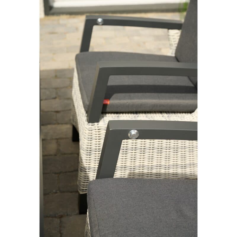 Siena Garden "Corido" verstellbarer Diningsessel, Gestell Aluminium anthrazit matt, Geflecht ice grey, Auflage anthrazit