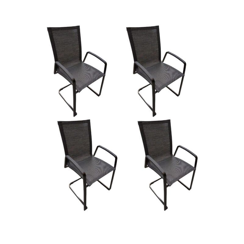 SIT Mobilia "Tinto Preto" Freischwinger hoch, Gestell Edelstahl schwarz verchromt, Sitzfläche Batyline® Eden black - 4er-Set