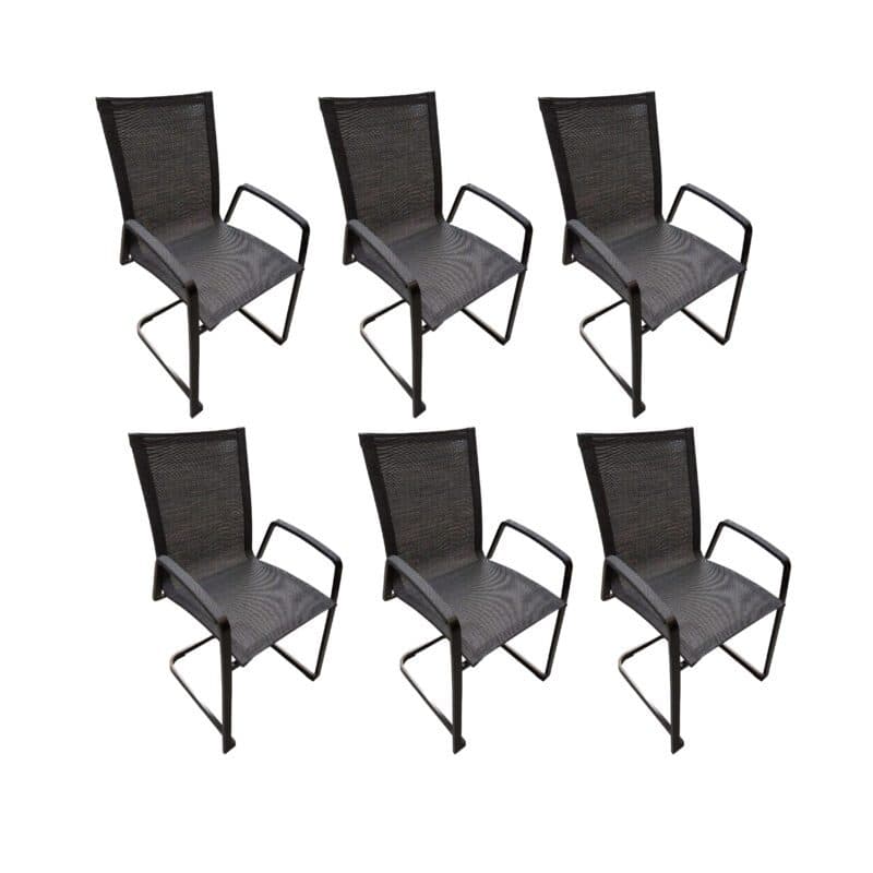 SIT Mobilia "Tinto Preto" Freischwinger hoch, Gestell Edelstahl schwarz verchromt, Sitzfläche Batyline® Eden black - 6er-Set