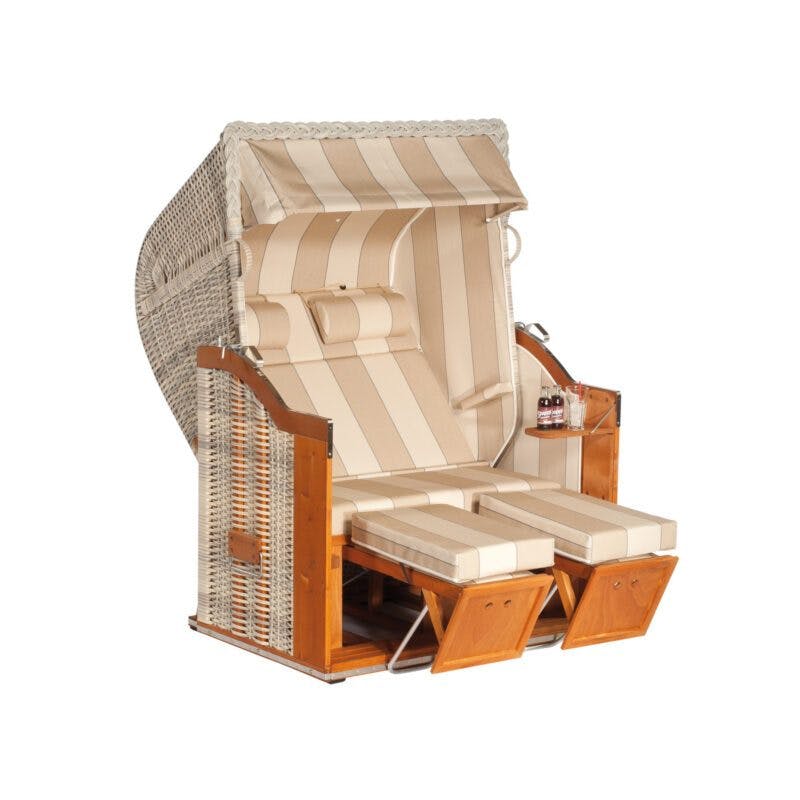 Sonnenpartner Strandkorb "Classic" 2-Sitzer, PVC-Kunststoffgeflecht antik-weiß, Stoff-Dessin: 54