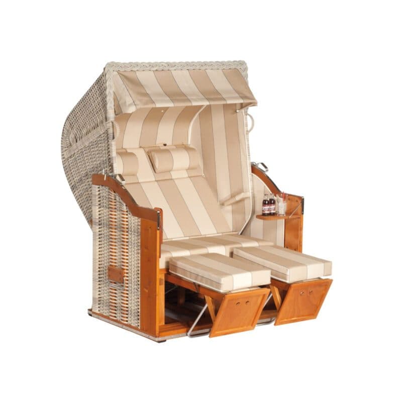 Sonnenpartner Strandkorb "Classic" 2-Sitzer, PVC-Kunststoffgeflecht antik-weiß, Stoff-Dessin 54