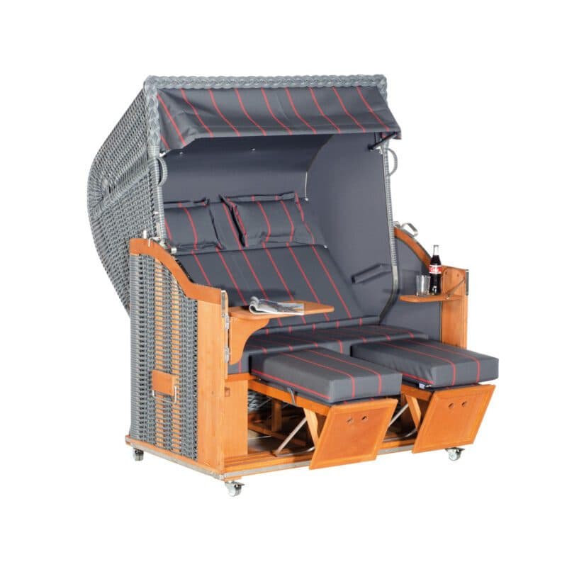 Sonnenpartner Strandkorb "Classic" XL-2-Sitzer, PE-Kunststoffgeflecht onix, Markisenstoff Dessin 190 und uni anthrazit