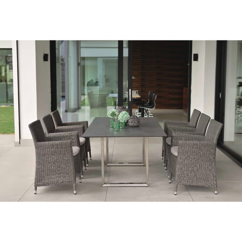 Stern "Sortino" Sessel, Geflecht basaltgrau, Sitzkissen seidengrau