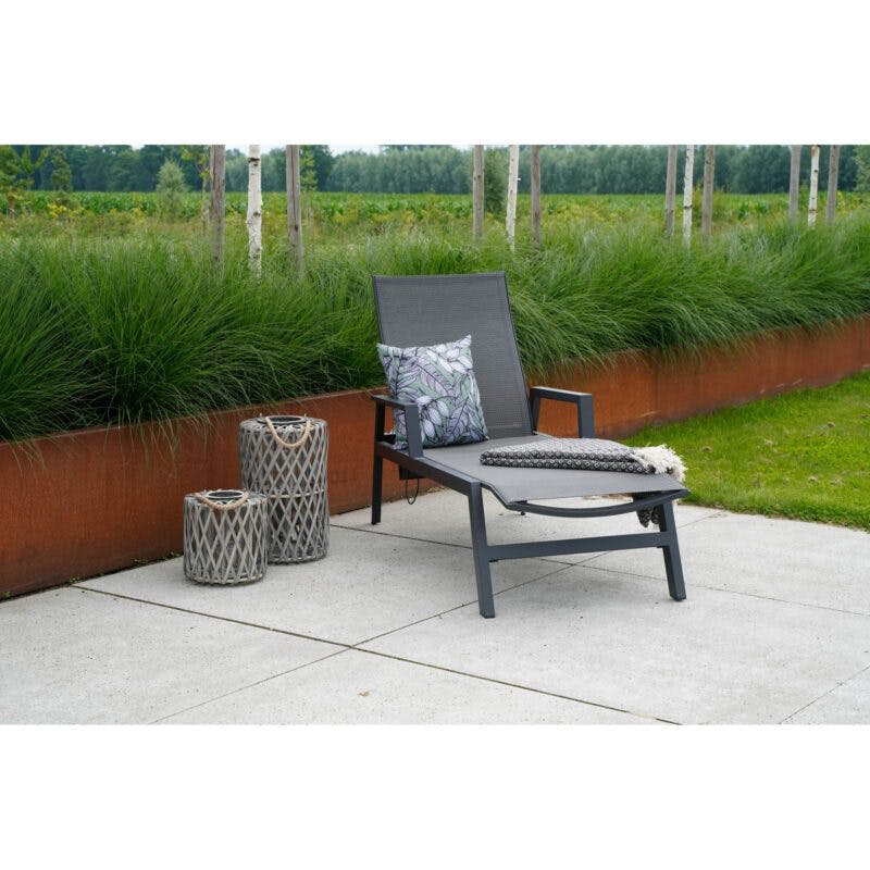 Lesli Living "Ohio" Sonnenliege, Gestell Aluminium charcoal, Liegefläche Textilen black and grey