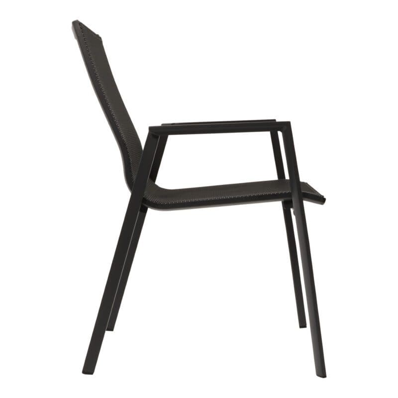 Lesli Living "Tarragona Negro" Stapelstuhl, Gestell Aluminium charcoal, Sitzfläche Textilen schwarz-grau, Armlehnen Aluminium