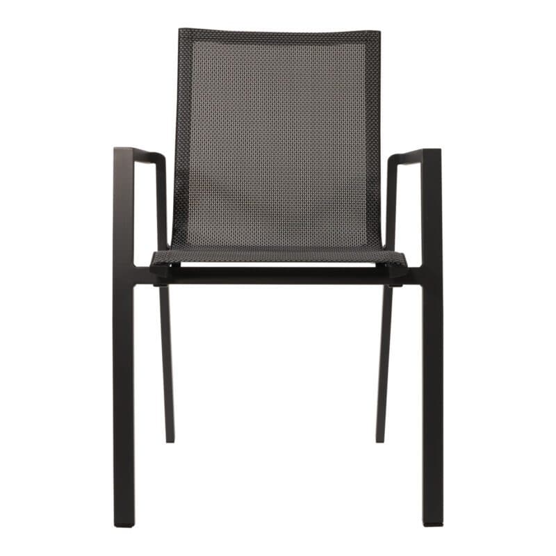 Lesli Living "Tarragona Negro" Stapelstuhl, Gestell Aluminium charcoal, Sitzfläche Textilen schwarz-grau, Armlehnen Aluminium