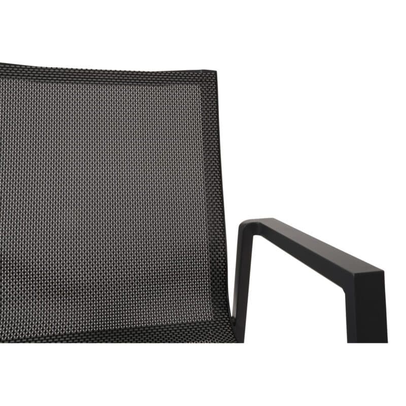 Lesli Living "Tarragona Negro" Stapelstuhl, Gestell Aluminium charcoal, Sitzfläche Textilen schwarz-grau, Armlehnen Aluminium