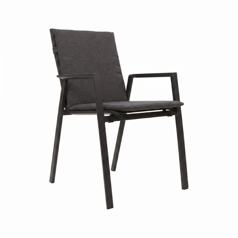 Lesli Living "Tarragona Negro" Stapelstuhl, Gestell Aluminium charcoal, Sitzfläche Textilen schwarz-grau, Armlehnen Aluminium, Auflage anthrazit (separat erhältlich)