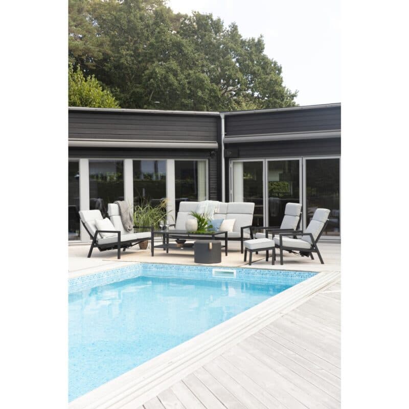 Brafab "Belfort" Loungegruppe, Gestelle Aluminium schwarz, Sitz- und Rückenpolster Olefin grau