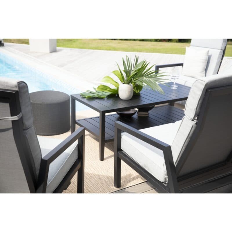 Brafab "Belfort" Loungegruppe, Gestelle Aluminium schwarz, Sitz- und Rückenpolster Olefin grau