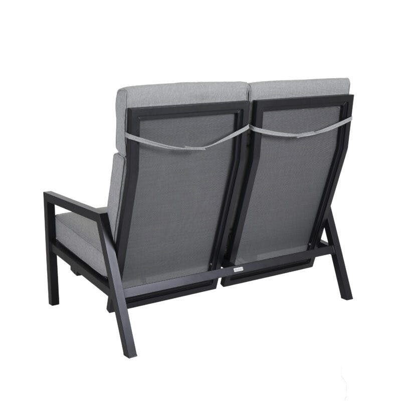 Brafab "Belfort" 2-Sitzer Loungesofa, Gestell Aluminium schwarz, Sitz- und Rückenpolster Olefin grau