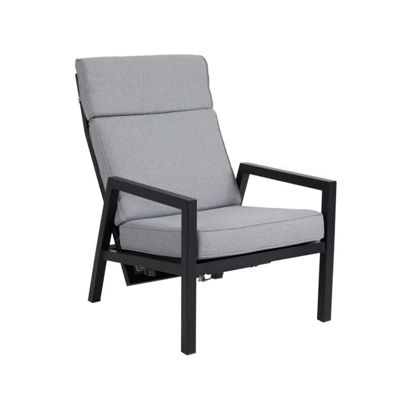 Brafab "Belfort" Loungesessel, Gestell Aluminium schwarz, Sitz- und Rückenpolster Olefin grau