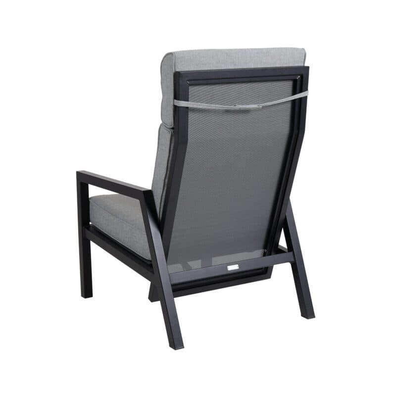 Brafab "Belfort" Loungesessel, Gestell Aluminium schwarz, Sitz- und Rückenpolster Olefin grau