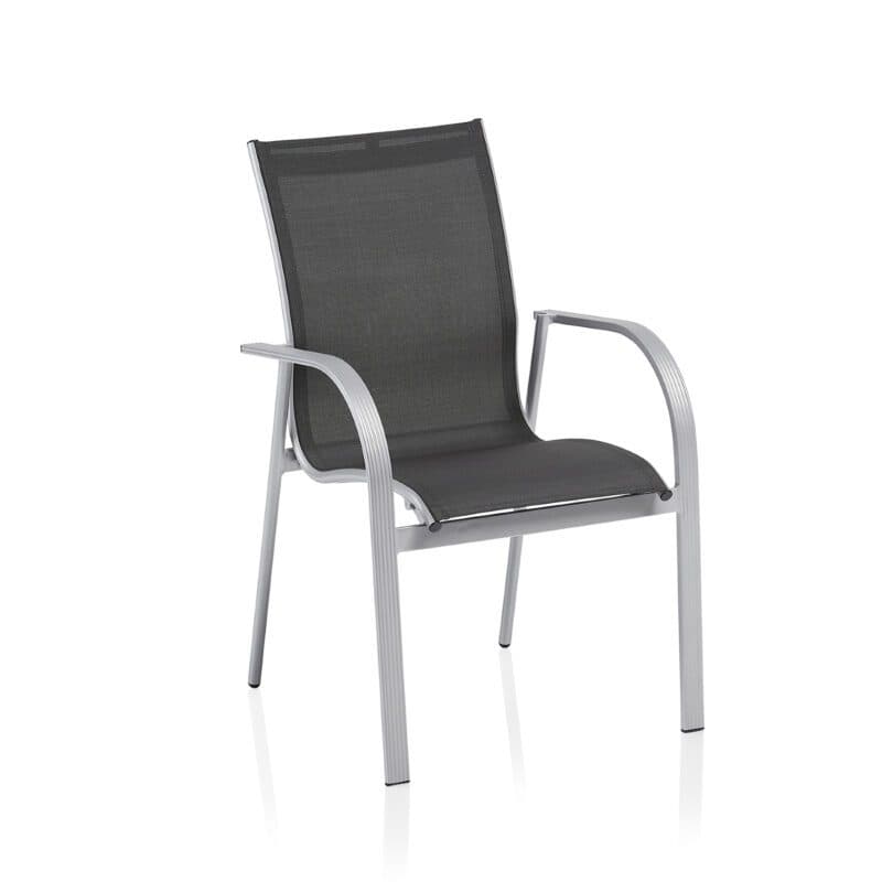 Kettler Tampa Stapelsessel, Aluminium silber, Bespannung Textilen anthrazit