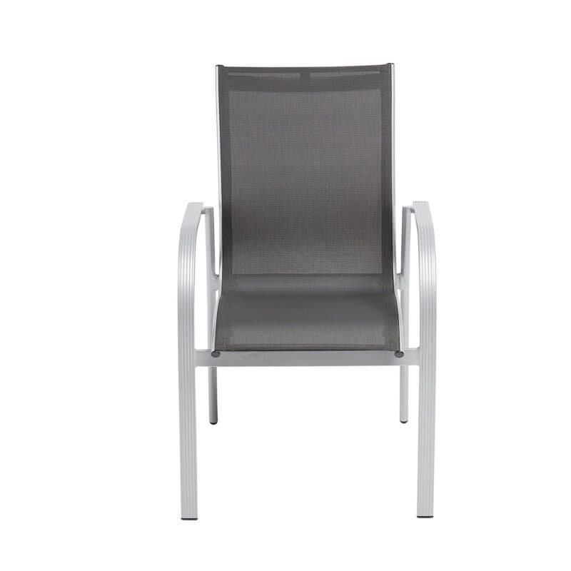 Kettler Tampa Stapelsessel, Aluminium silber, Bespannung Textilen anthrazit