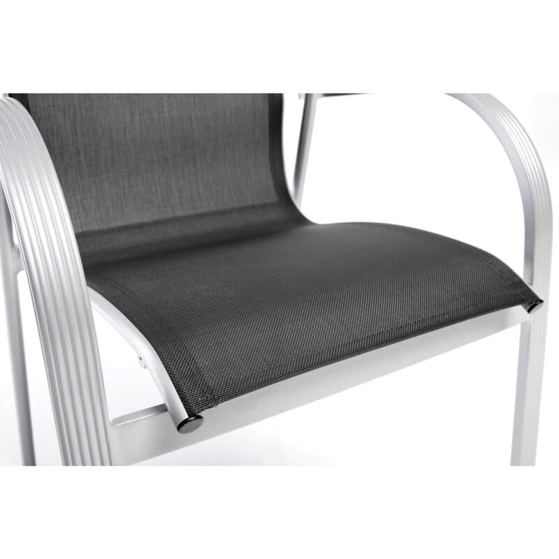 Kettler Tampa Stapelsessel, Aluminium silber, Bespannung Textilen anthrazit