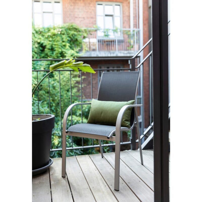 Kettler "Tampa" Stapelsessel, Aluminium silber, Bespannung Textilen anthrazit