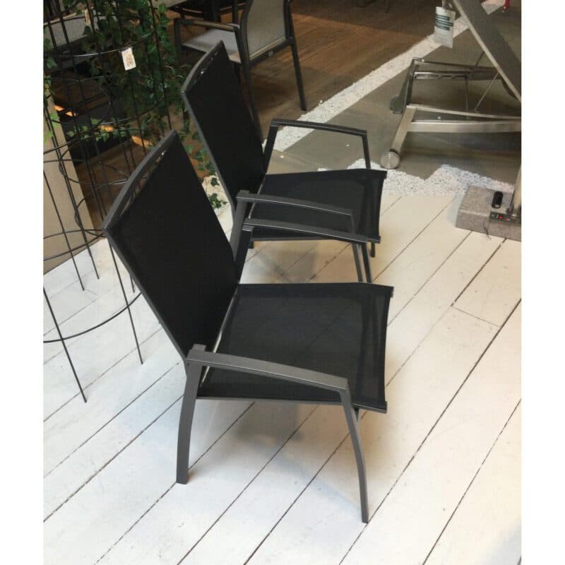 SIT Mobilia "Argentina" Hochlehner, Gestell Aluminium eisengrau, Sitzfläche Textilgewebe schwarz, Ausstellung Lauchringen