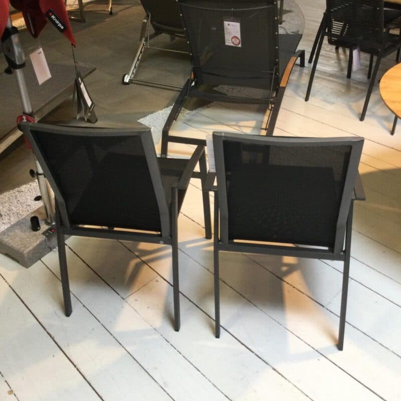 SIT Mobilia "Argentina" Hochlehner, Gestell Aluminium eisengrau, Sitzfläche Textilgewebe schwarz, Ausstellung Lauchringen