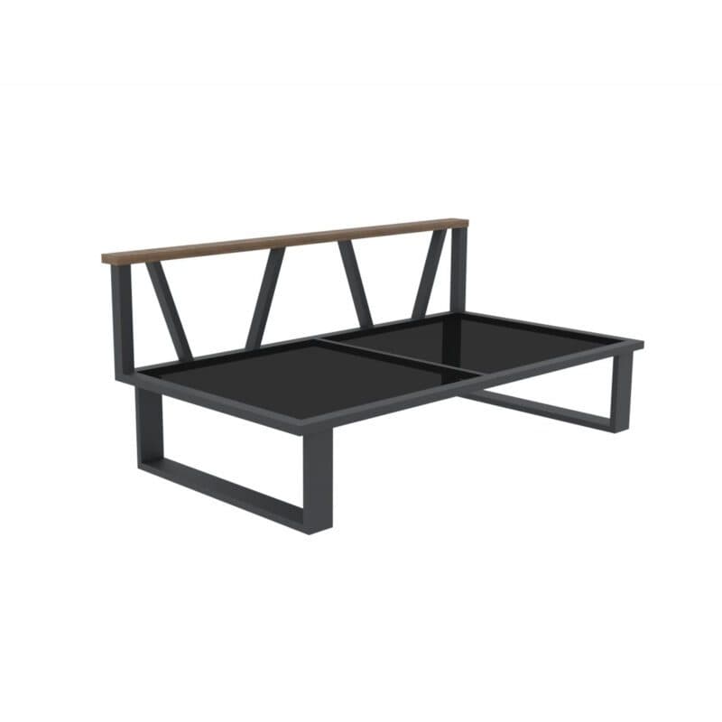 Zebra "Belvedere" 2-Sitzer Mittelteil, Gestell Edelstahl graphite mit Teakholz