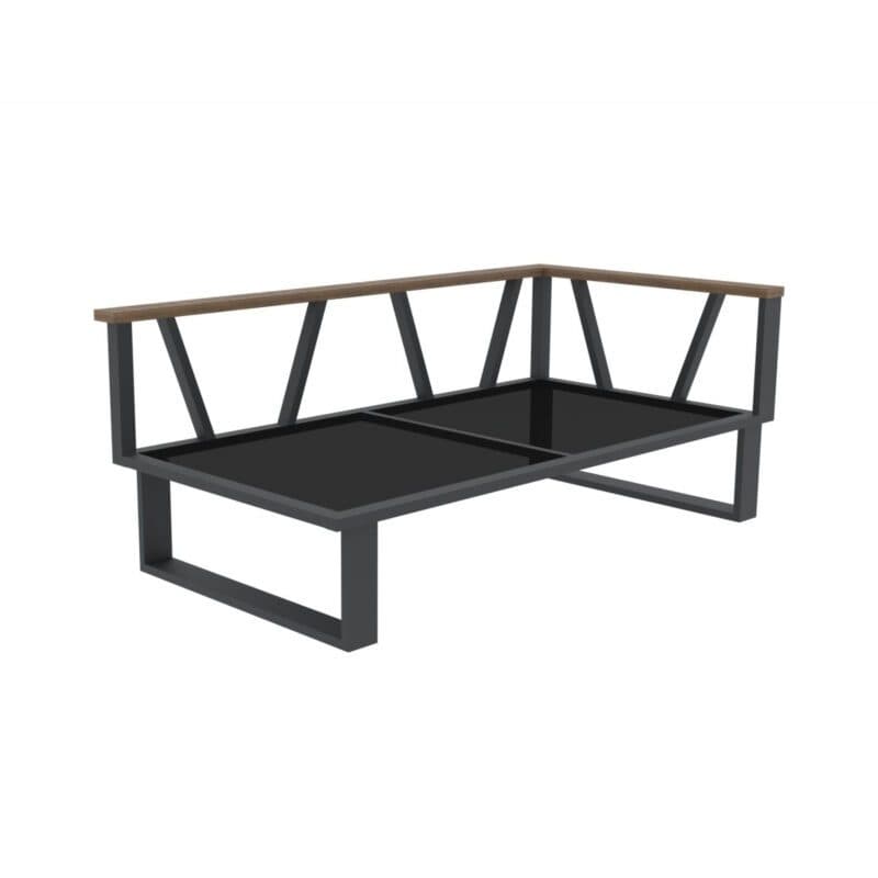 Zebra "Belvedere" 2-Sitzer Seitenteil mit Armlehne rechts, Gestell Edelstahl graphite mit Teakholz