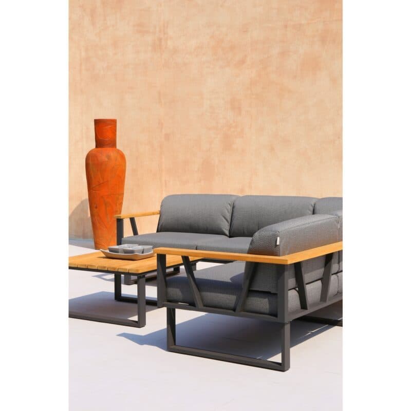 Zebra "Belvedere" Loungeserie, Gestell Edelstahl graphite mit Teakholz, Polster Tuva tweed grey (wetterfest)