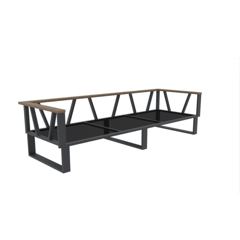 Zebra "Belvedere" 3-Sitzer Loungesofa, Gestell Edelstahl graphite mit Teakholz