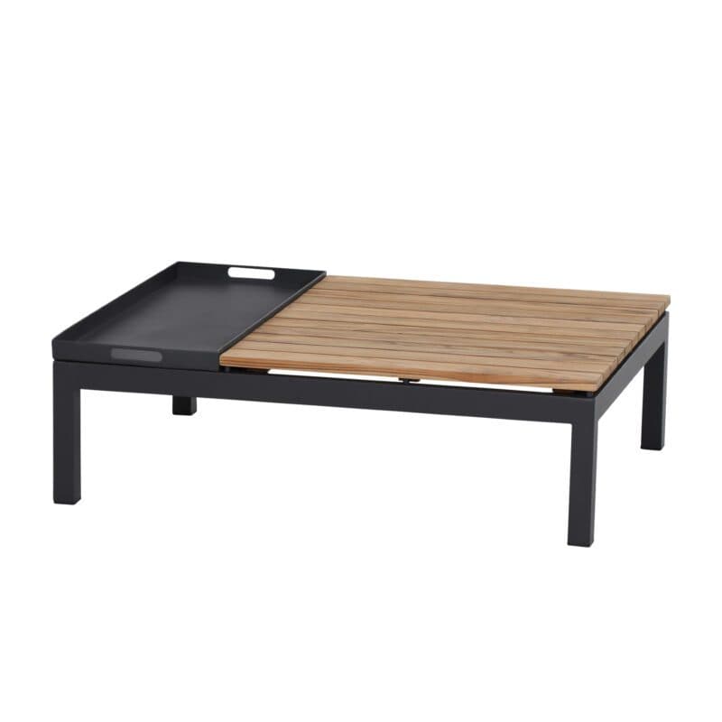 Siena Garden "Alvida" Loungetisch inkl. Tablett, Gestell Aluminium matt anthrazit, Tischplatte Teakholz, 102x74 cm