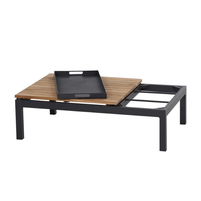 Siena Garden "Alvida" Loungetisch inkl. Tablett, Gestell Aluminium matt anthrazit, Tischplatte Teakholz, 102x74 cm