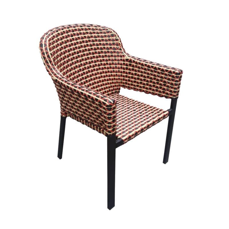 Hartman "Kelly" Diningsessel, Gestell Aluminium carbon black, Sitzfläche Polyrattan Coral red