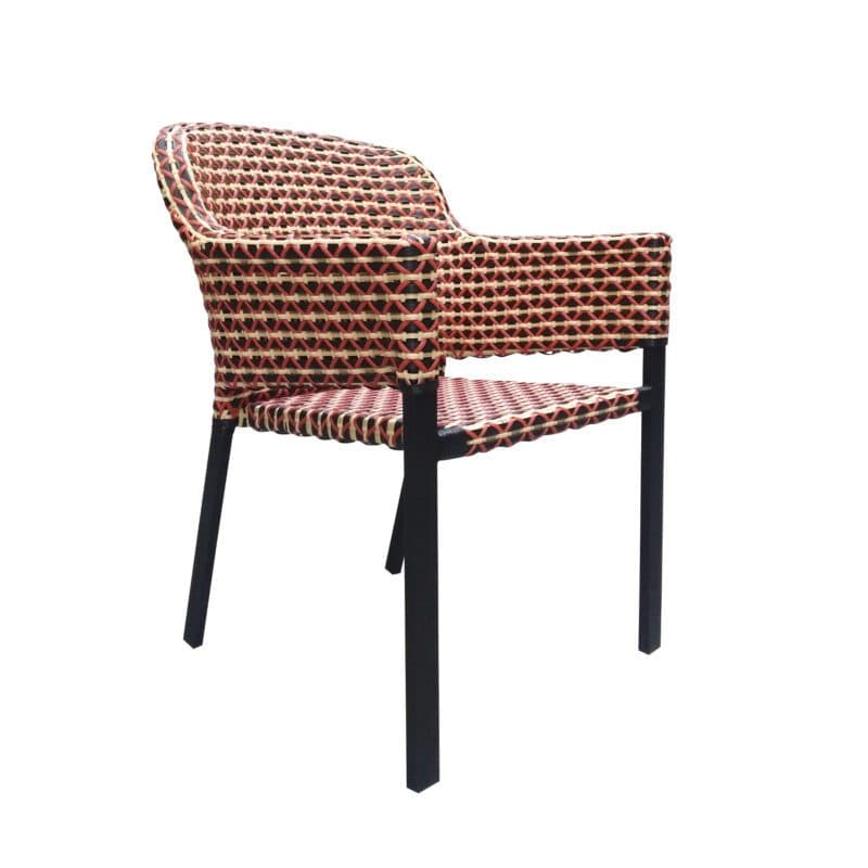 Hartman "Kelly" Diningsessel, Gestell Aluminium carbon black, Sitzfläche Polyrattan Coral red