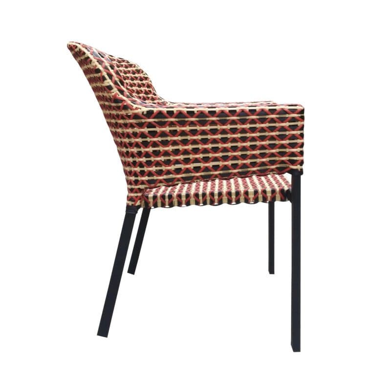Hartman "Kelly" Diningsessel, Gestell Aluminium carbon black, Sitzfläche Polyrattan Coral red