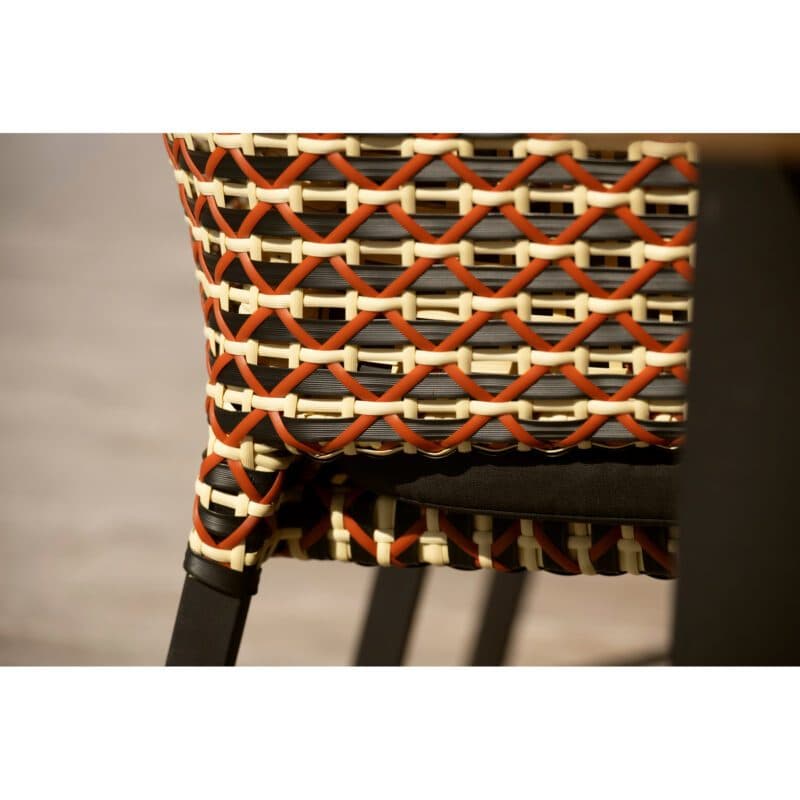 Hartman "Kelly" Diningsessel, Gestell Aluminium carbon black, Sitzfläche Polyrattan Coral red