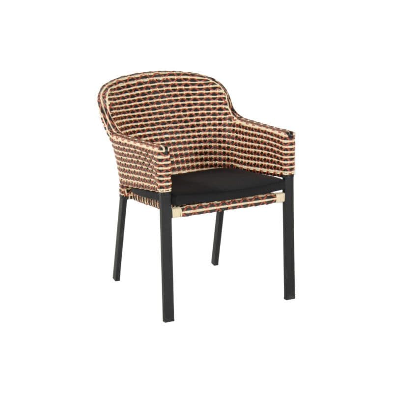 Hartman "Kelly" Diningsessel, Gestell Aluminium carbon black, Sitzfläche Polyrattan Coral red, Kissen Havana dark grey