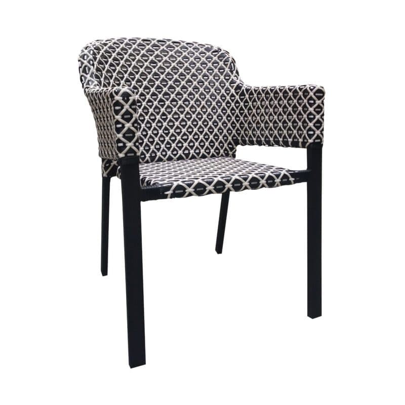 Hartman "Kelly" Diningsessel, Gestell Aluminium carbon black, Sitzfläche Polyrattan White&Black