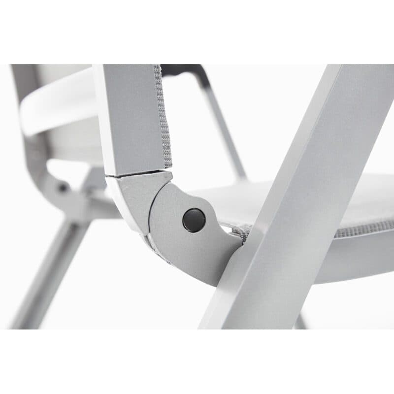 Kettler Diamond Klappsessel, Aluminium silber, Bezug Textilen hellgrau, Armlehnen Teak