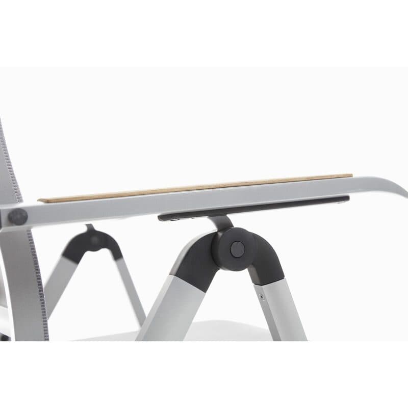 Kettler Diamond Klappsessel, Aluminium silber, Bezug Textilen hellgrau, Armlehnen Teak