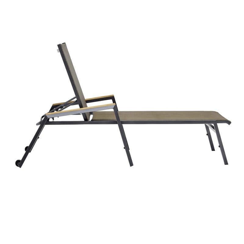 Kettler Ocean Skid/Memphis Sonnenliege, Alu anthrazit, Textilene bronze, Armlehnen Teak